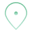 A simple green geometric map marker icon with a central point, displayed on a transparent background for website navigation links.