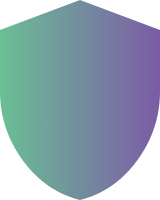 A gradient shield icon fading from light teal-green to soft purple on a transparent checkerboard background, used to represent verified credentials, patient protection, or accepted dental insurance plans at the Pleasanton office.